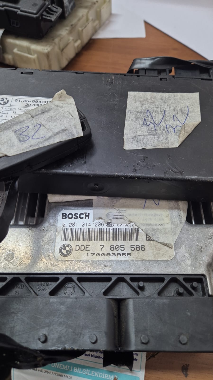  Bmw 335D MOTOR BEYNİ 0281014206 DDE78055861037383837 EDC16CP35-5.23 CAS BEYNİ  ANAHTAR SET ŞEKLİNE 1.SET 